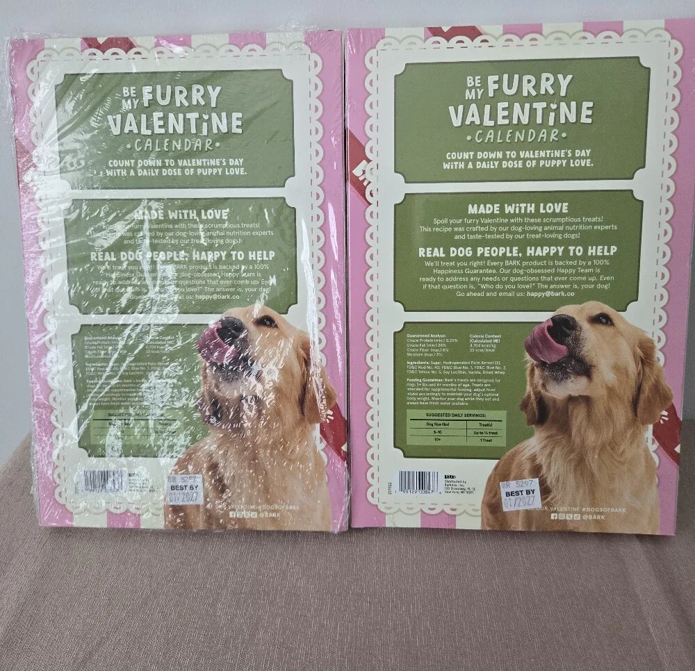 BARK “Be My Furry Valentine” Dog Treat Calendar – 2‑Pack (New) Exp 1/27